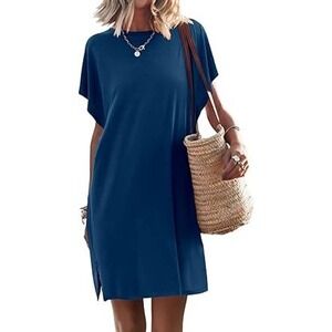 Womens T‎ Shirt Dress Short Sleeve Casual Loose Summer Mini Dress